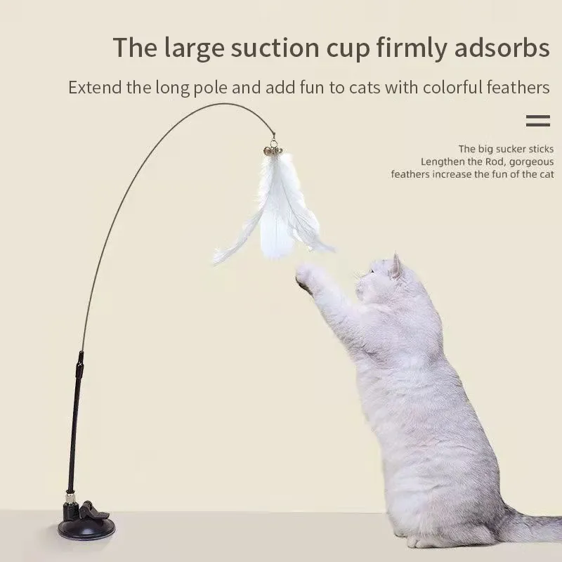 Baguette Teaser interactive pour chat et chaton, mains libres, avec ventouse et plume 6