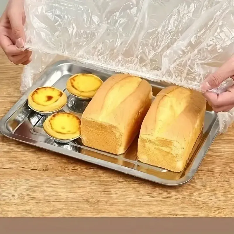 Couvercles alimentaires élastiques en PE réutilisables, lot de 50, couvercles extensibles en plastique pour pain, fruits et collations, joint transparent durable 2