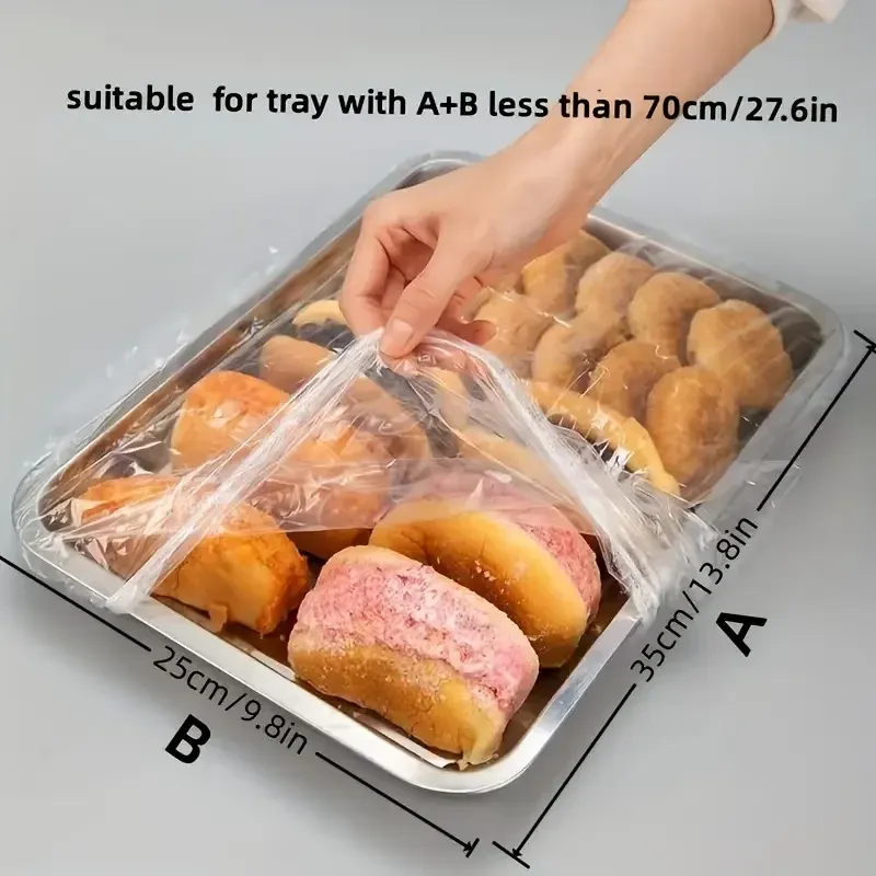 Couvercles alimentaires élastiques en PE réutilisables, lot de 50, couvercles extensibles en plastique pour pain, fruits et collations, joint transparent durable 5