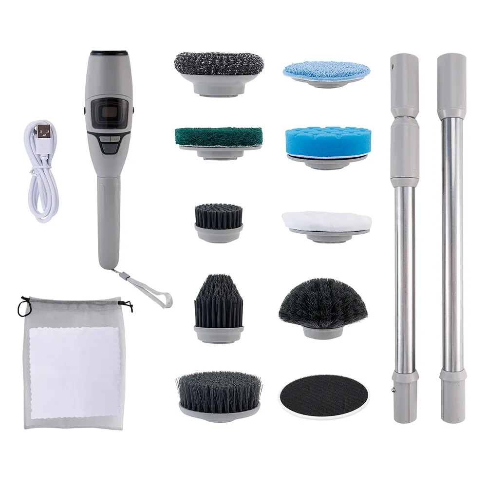 Brosse de nettoyage électrique 10 en 1 sans fil pour salle de bain, cuisine et toilettes 7
