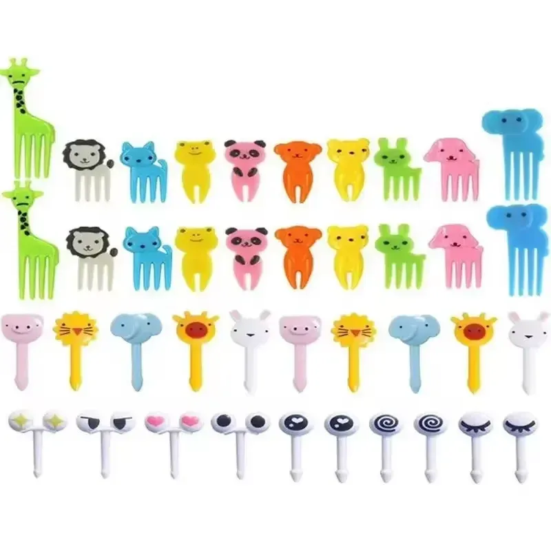 Lot de 40 pics alimentaires en forme de fruits et d'animaux pour boîte bento, idéaux pour le déjeuner des enfants 7