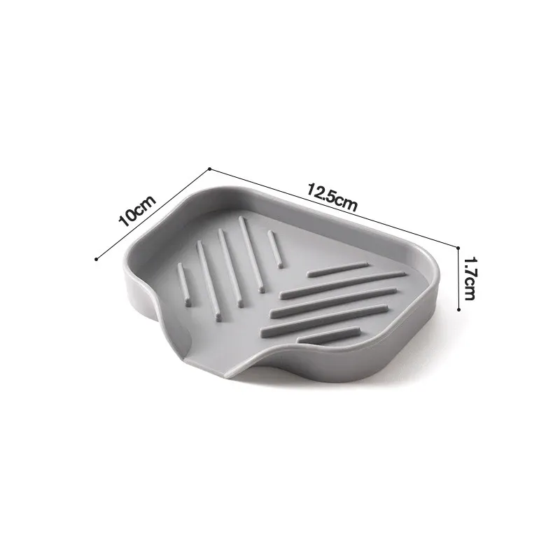 Plateau en silicone pour évier de cuisine avec bonde, porte-éponge et savon, organisateur de comptoir avec brosse à récurer, lot de 2 9