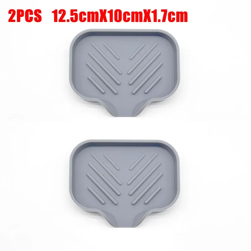 Plateau en silicone pour évier de cuisine avec bonde, porte-éponge et savon, organisateur de comptoir avec brosse à récurer, lot de 2 11