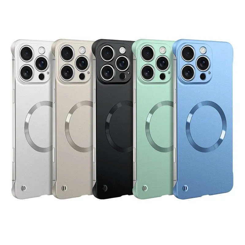 Coque magnétique MagSafe ultra-fine en PC à finition métallisée pour iPhone 18, 17, Air, 16, 15, 14, 13, 12, Pro, Pro Max et Plus, design sans cadre 2