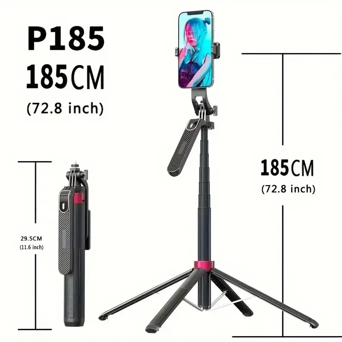 Trépied portable pour appareil photo avec télécommande sans fil et rotation à 360° pour enregistrement vidéo et diffusion en direct 2