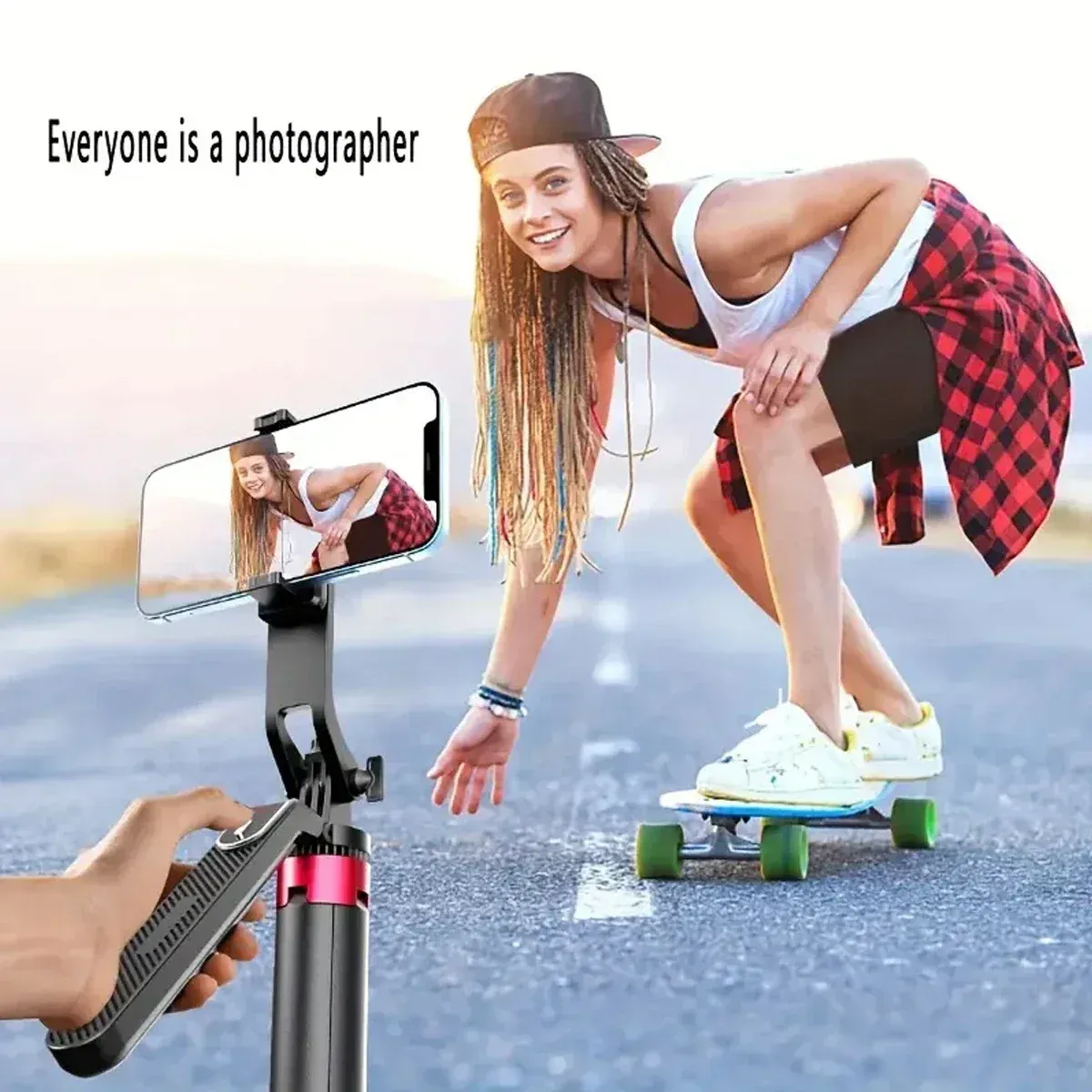 Trépied portable pour appareil photo avec télécommande sans fil et rotation à 360° pour enregistrement vidéo et diffusion en direct 4