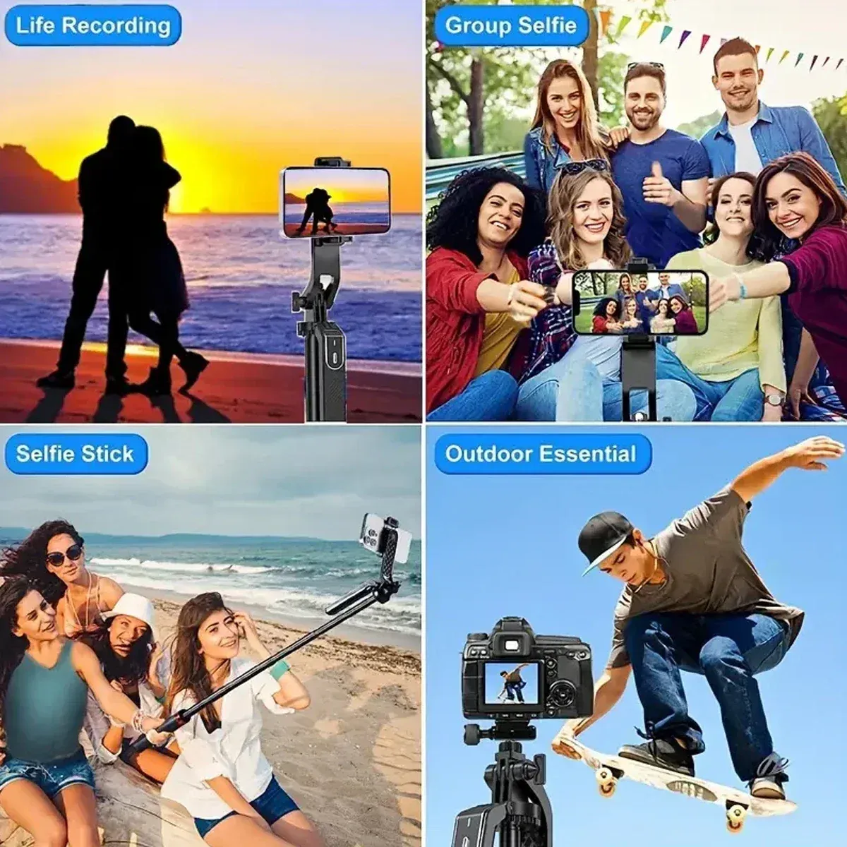 Trépied portable pour appareil photo avec télécommande sans fil et rotation à 360° pour enregistrement vidéo et diffusion en direct 6