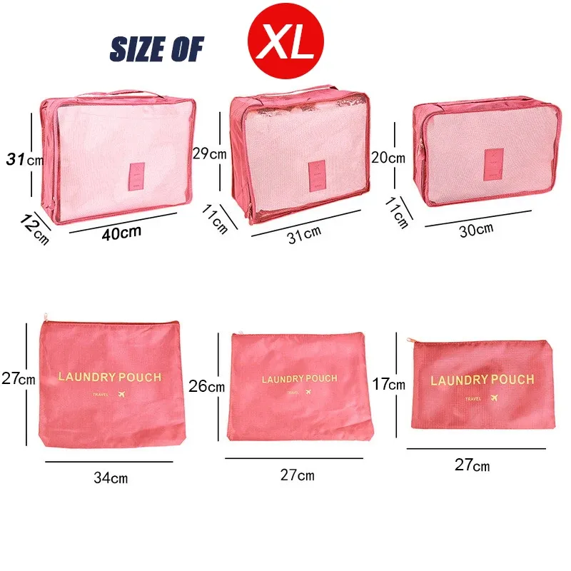 Set de 6 Organisateurs de Voyage Grand Format pour Valise, Rangement Vêtements, Chaussures et Trousse de Maquillage 3