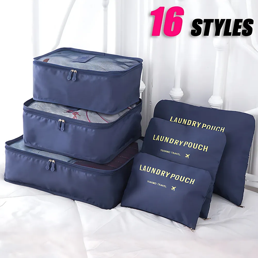 Set de 6 Organisateurs de Voyage Grand Format pour Valise, Rangement Vêtements, Chaussures et Trousse de Maquillage - Image 1