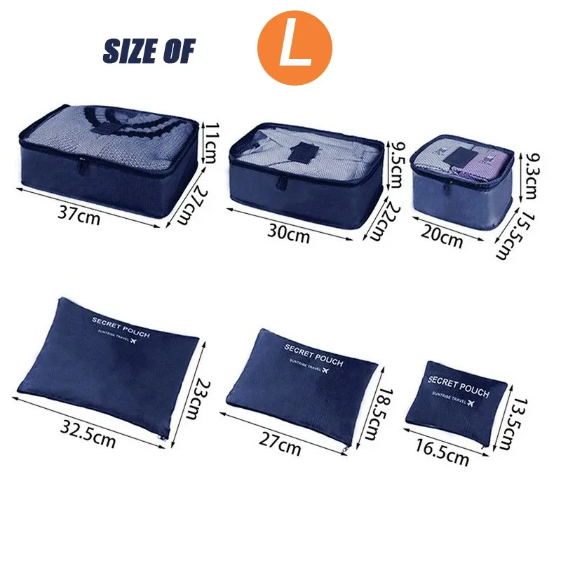 Set de 6 Organisateurs de Voyage Grand Format pour Valise, Rangement Vêtements, Chaussures et Trousse de Maquillage 2