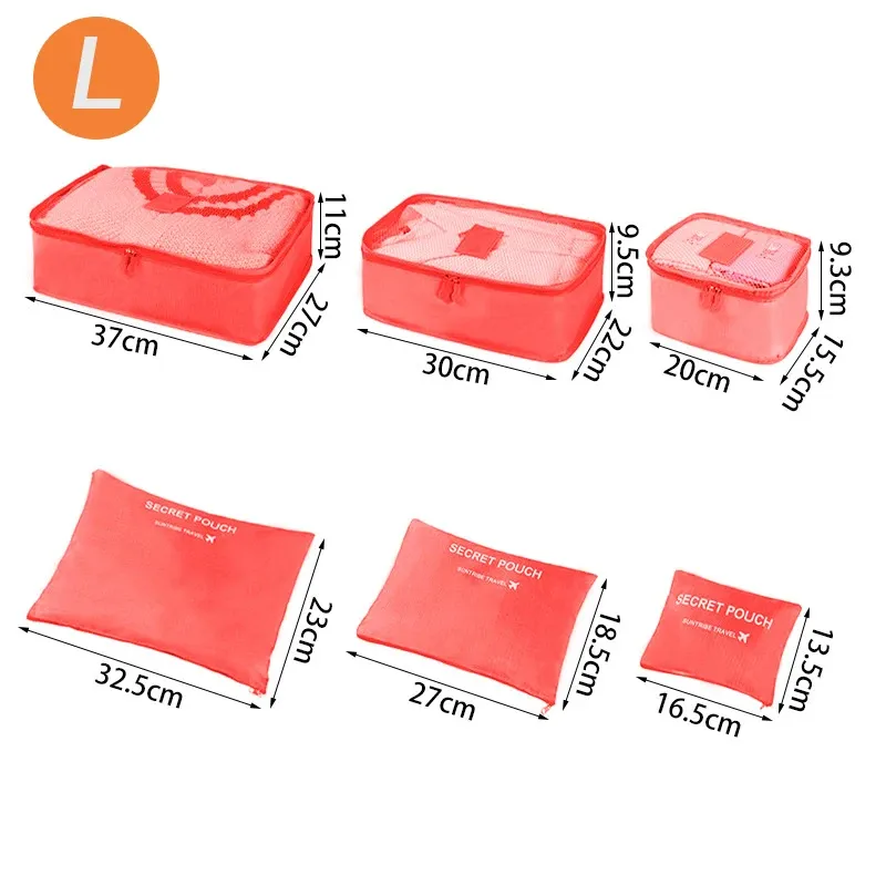 Set de 6 Organisateurs de Voyage Grand Format pour Valise, Rangement Vêtements, Chaussures et Trousse de Maquillage 19