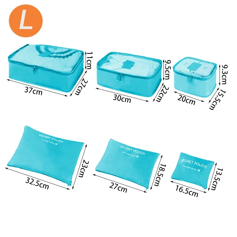 Set de 6 Organisateurs de Voyage Grand Format pour Valise, Rangement Vêtements, Chaussures et Trousse de Maquillage 17
