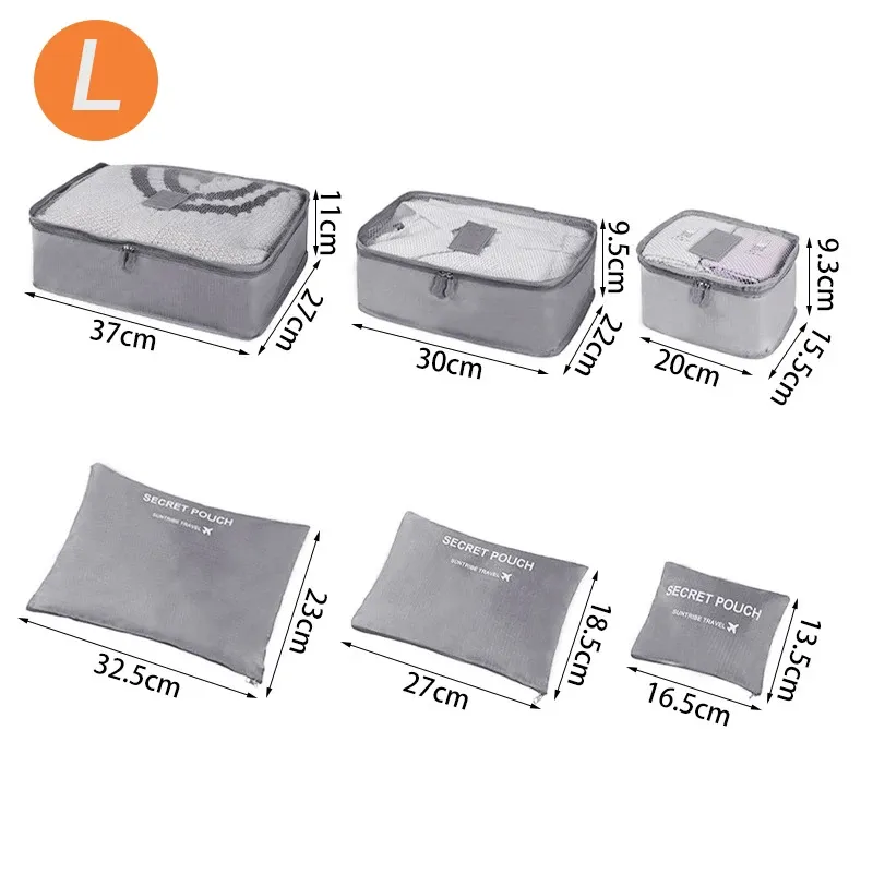 Set de 6 Organisateurs de Voyage Grand Format pour Valise, Rangement Vêtements, Chaussures et Trousse de Maquillage 16