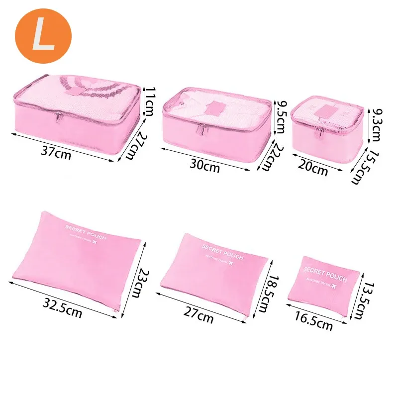 Set de 6 Organisateurs de Voyage Grand Format pour Valise, Rangement Vêtements, Chaussures et Trousse de Maquillage 15