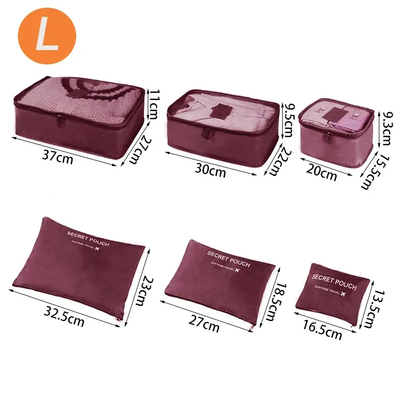 Set de 6 Organisateurs de Voyage Grand Format pour Valise, Rangement Vêtements, Chaussures et Trousse de Maquillage 13