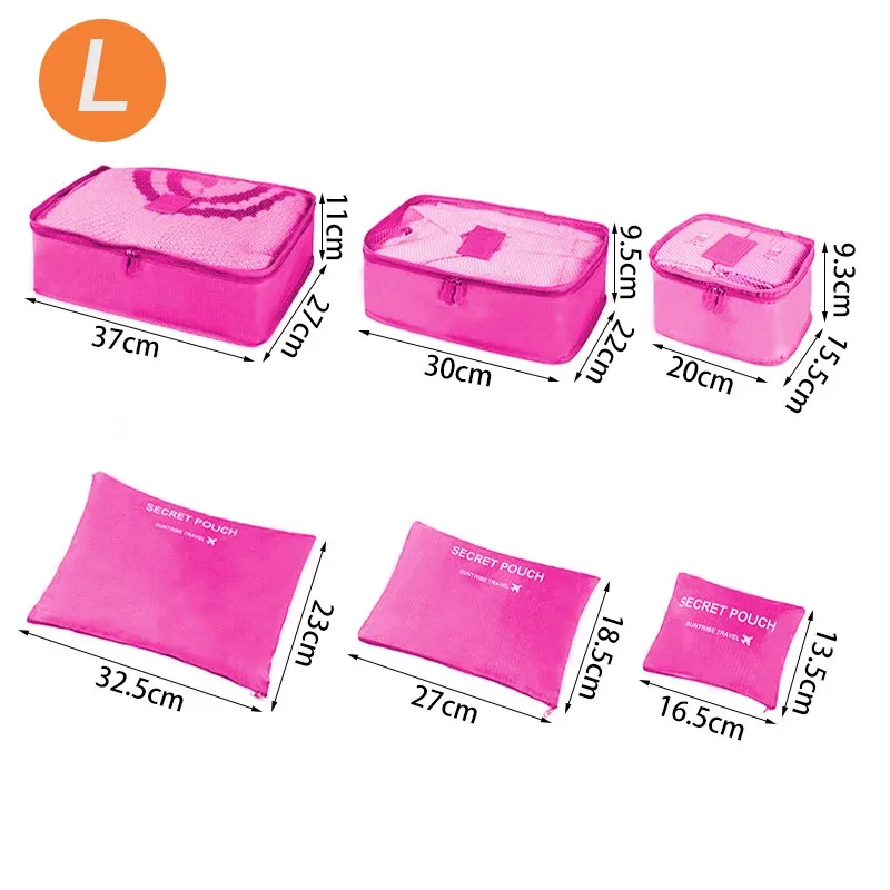 Set de 6 Organisateurs de Voyage Grand Format pour Valise, Rangement Vêtements, Chaussures et Trousse de Maquillage 12