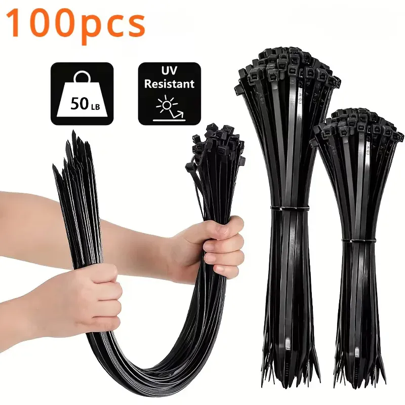 Le title is already in French, so I'll produce a cleaner, professional French version without spammy keywords.
Attaches de câble noires, 100 pièces, haute résistance à la traction, résistantes aux UV, autobloquantes, pour la gestion des câbles à la maison et au bureau