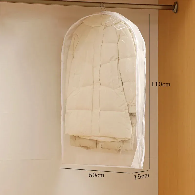 Sac de rangement suspendu à fermeture éclair pour vêtements et doudounes, avec compression d'air et protection anti-poussière, gain de place 3