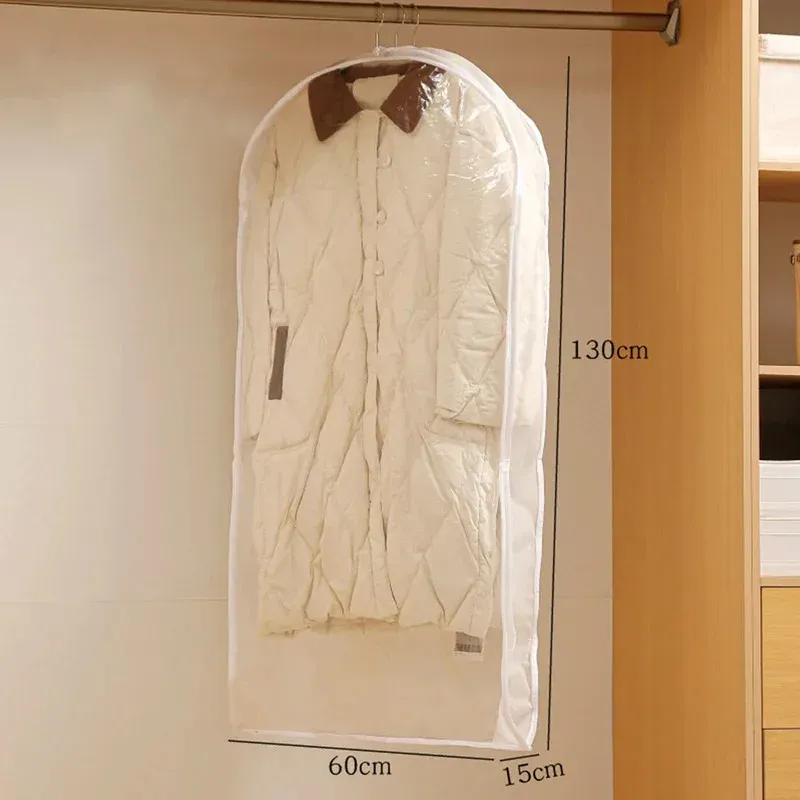 Sac de rangement suspendu à fermeture éclair pour vêtements et doudounes, avec compression d'air et protection anti-poussière, gain de place 4