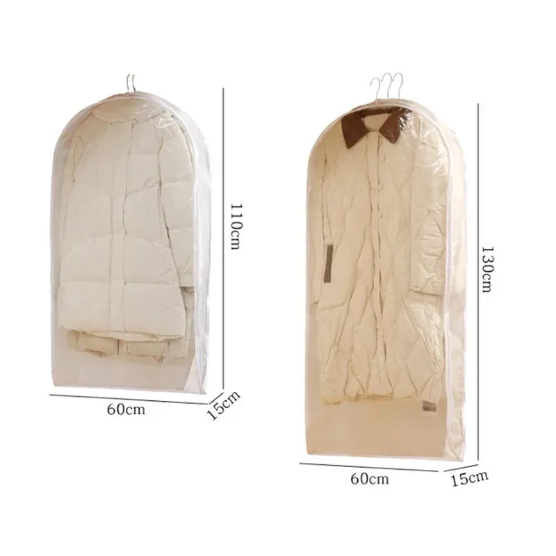 Sac de rangement suspendu à fermeture éclair pour vêtements et doudounes, avec compression d'air et protection anti-poussière, gain de place 6