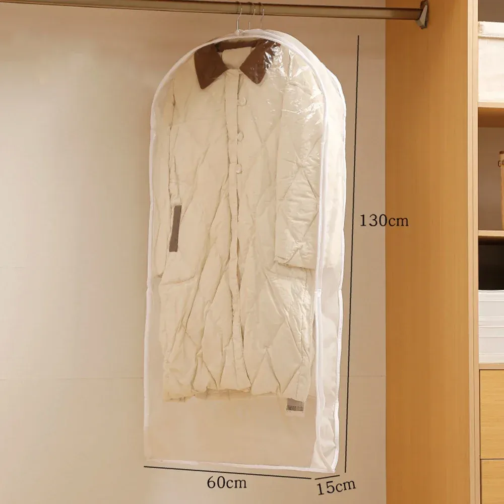 Sac de rangement suspendu à fermeture éclair pour vêtements et doudounes, avec compression d'air et protection anti-poussière, gain de place 7