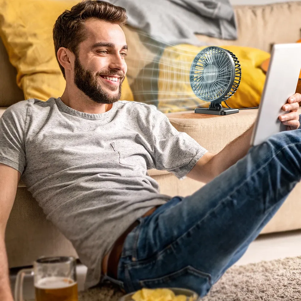Mini ventilateur de bureau USB portable GAIATOP, silencieux, à trois vitesses, idéal pour le bureau et la maison 4
