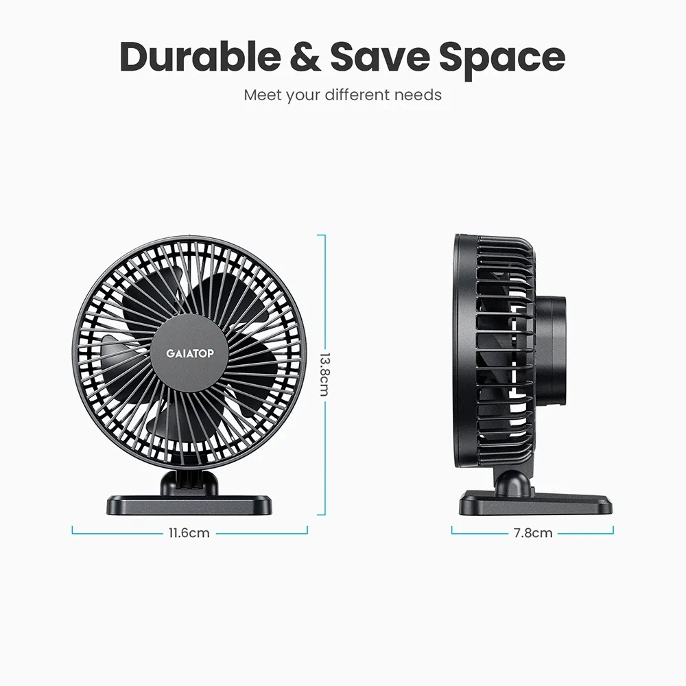 Mini ventilateur de bureau USB portable GAIATOP, silencieux, à trois vitesses, idéal pour le bureau et la maison 6