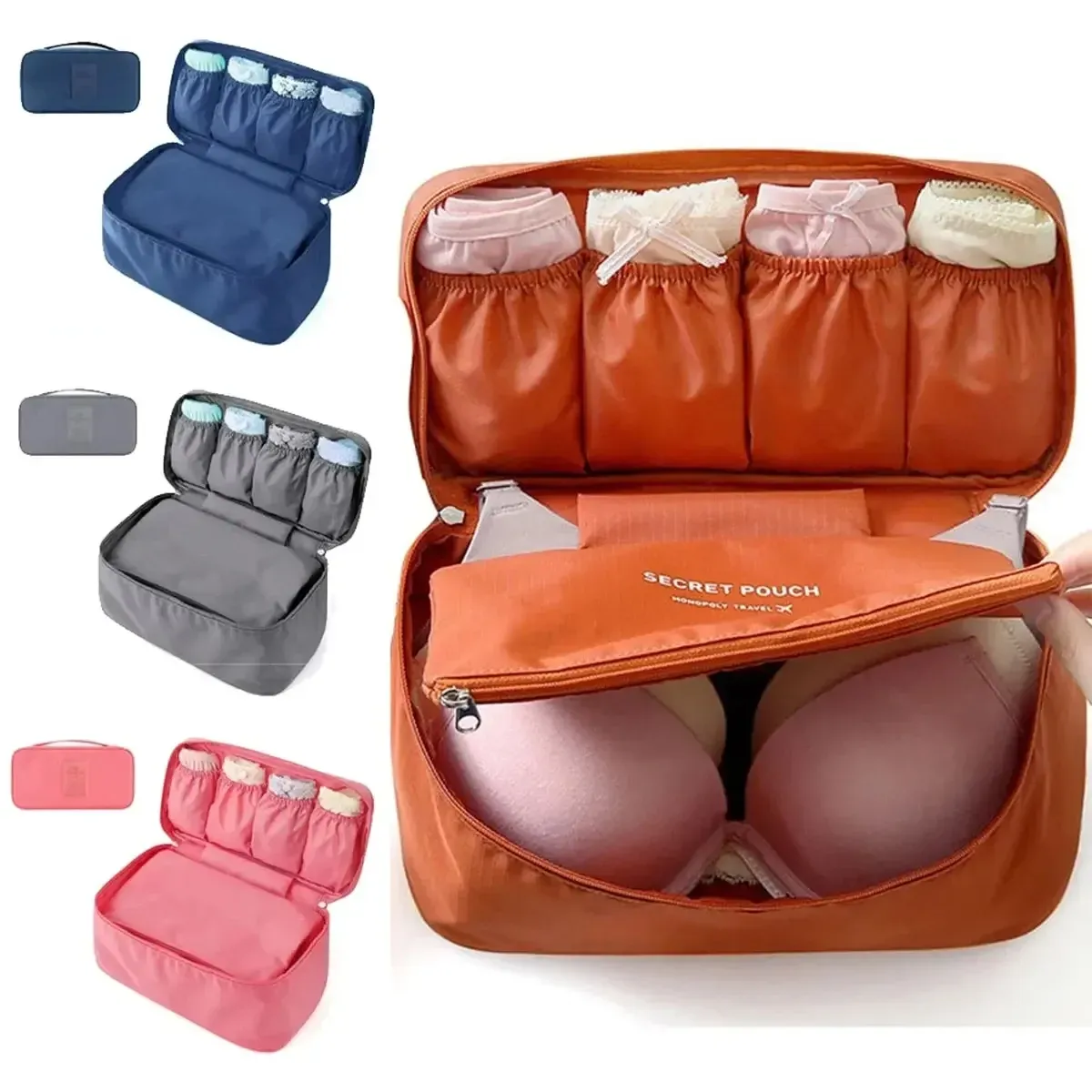Sac de rangement de voyage portable multifonction pour soutien-gorge et sous-vêtements, avec trousse de toilette et cosmétiques - Image 1