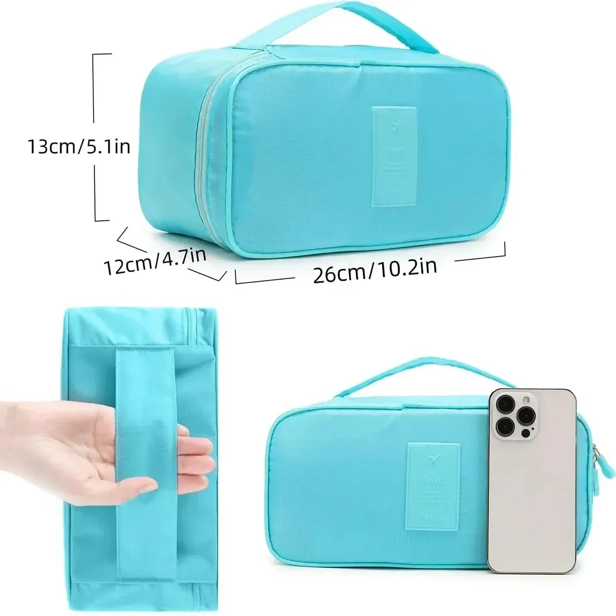 Sac de rangement de voyage portable multifonction pour soutien-gorge et sous-vêtements, avec trousse de toilette et cosmétiques 6