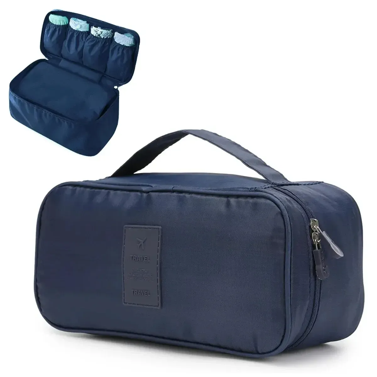 Sac de rangement de voyage portable multifonction pour soutien-gorge et sous-vêtements, avec trousse de toilette et cosmétiques 7