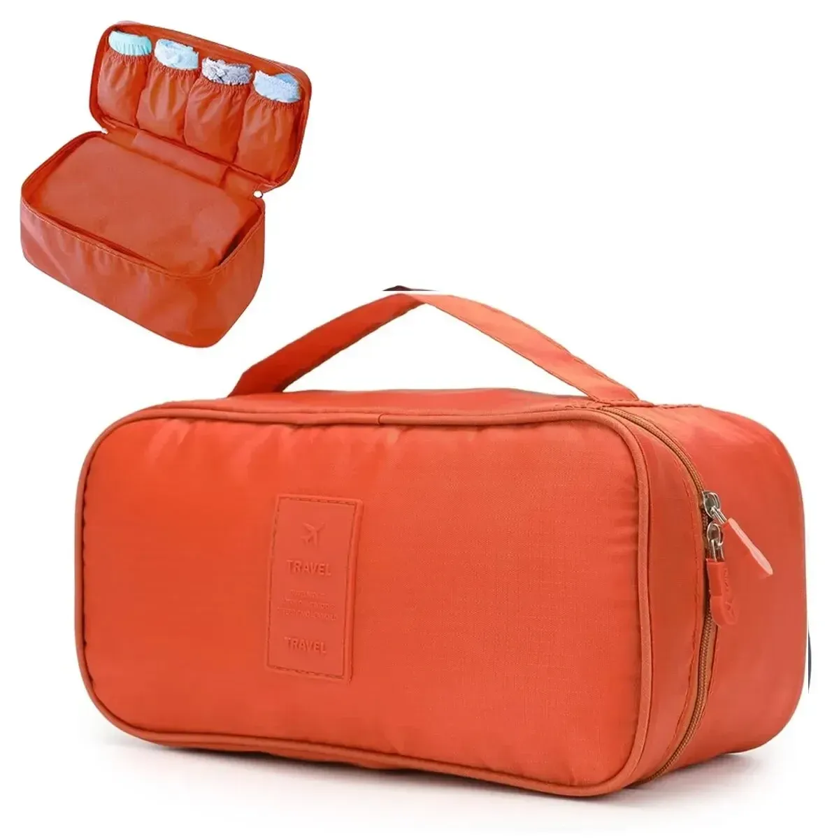 Sac de rangement de voyage portable multifonction pour soutien-gorge et sous-vêtements, avec trousse de toilette et cosmétiques 12