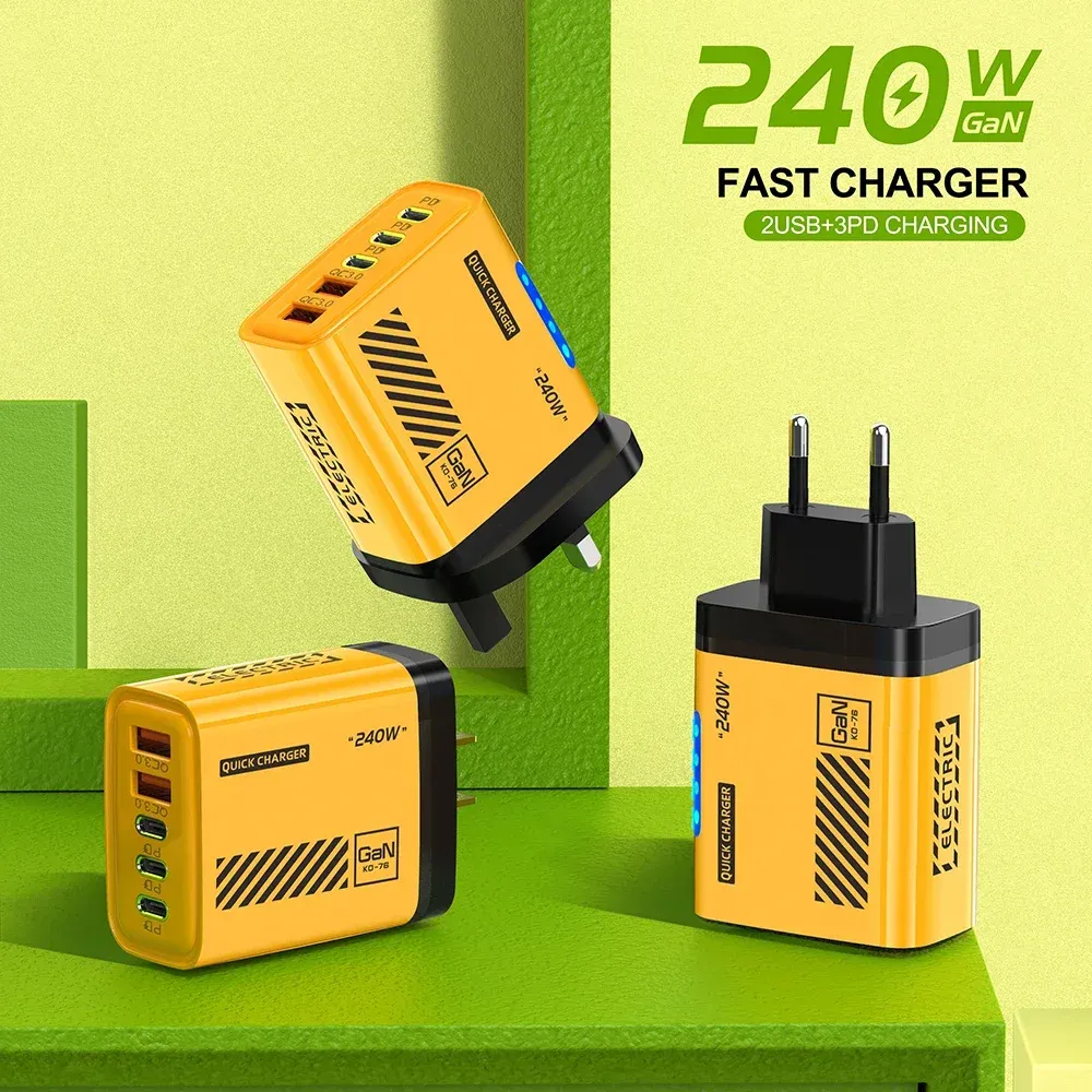 Chargeur mural USB C 5 ports à charge rapide 3.0, adaptateur PD compatible iPhone 17 Pro, Samsung et Xiaomi 2