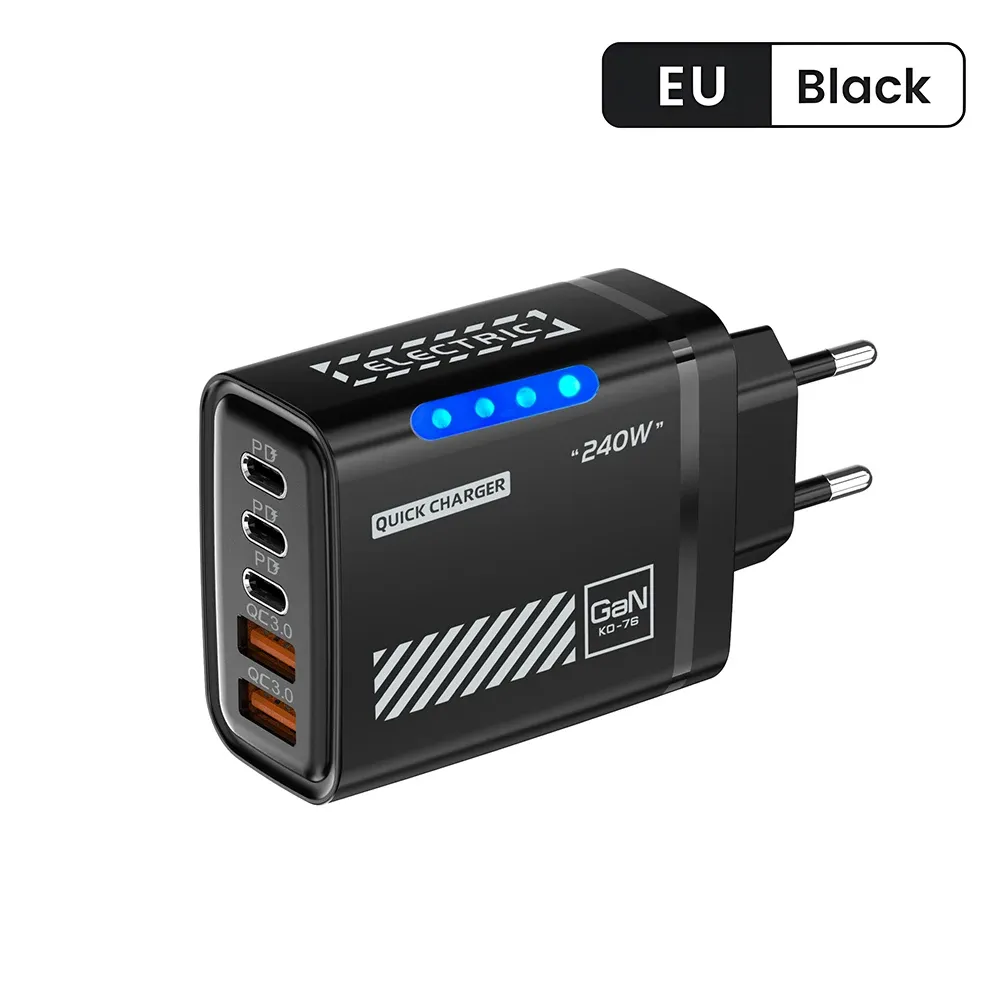 Chargeur mural USB C 5 ports à charge rapide 3.0, adaptateur PD compatible iPhone 17 Pro, Samsung et Xiaomi 7