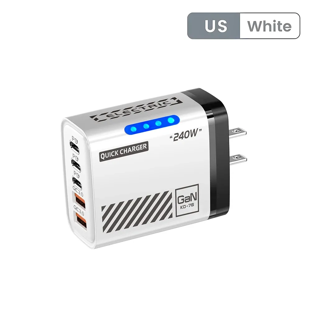 Chargeur mural USB C 5 ports à charge rapide 3.0, adaptateur PD compatible iPhone 17 Pro, Samsung et Xiaomi 12