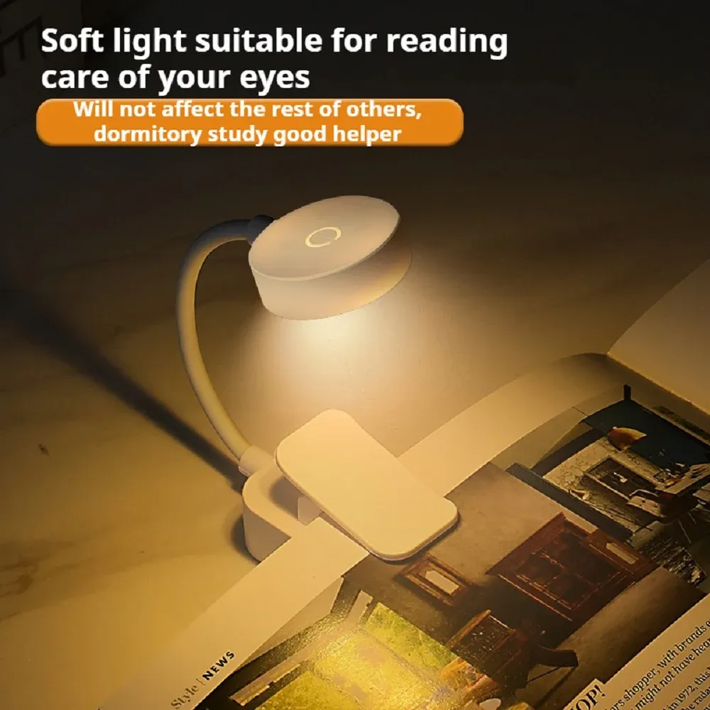 Mini lampe de lecture LED à pince, portable, à batterie, 3 modes d'éclairage et intensité réglable, protection des yeux 3