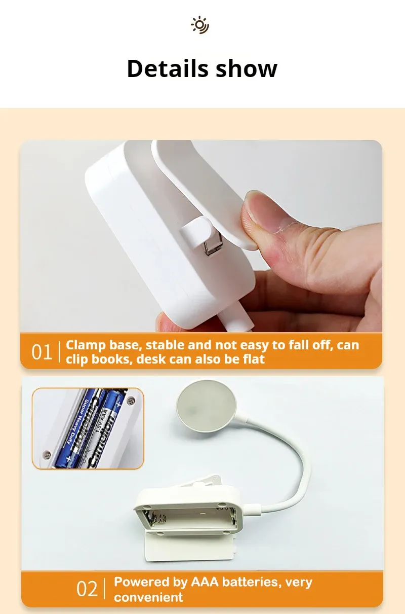 Mini lampe de lecture LED à pince