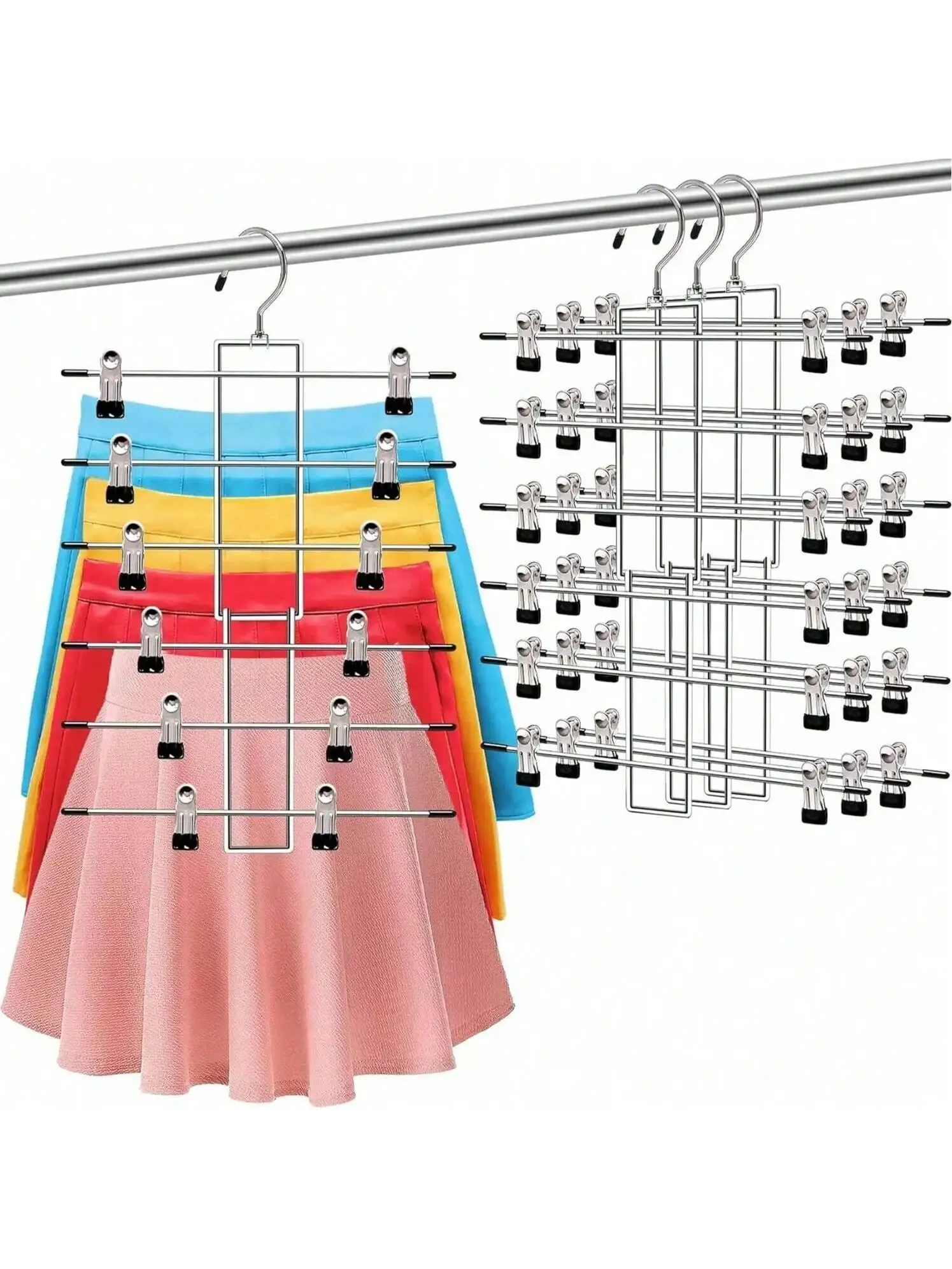 Organisateur de cintres à 6 niveaux pour pantalons, jeans et foulards, rangement de placard compact et antidérapant