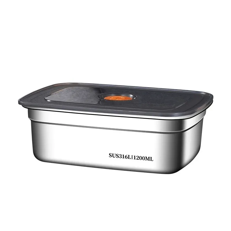 Boîte à lunch de camping en acier inoxydable, boîte bento étanche et hermétique, compatible micro-ondes, grande capacité, boîte de rangement pour réfrigérateur et congélateur 6