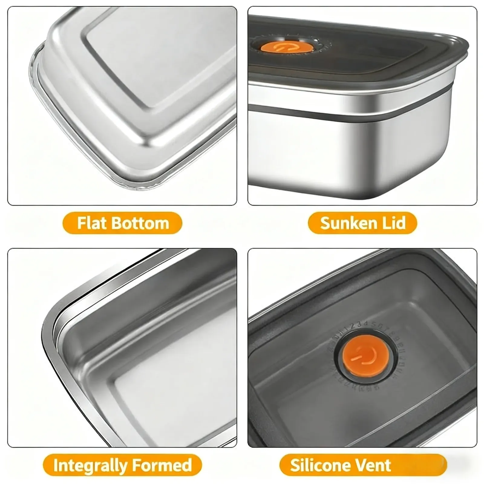 Boîte bento étanche en acier inoxydable ouverte sur ses compartiments
