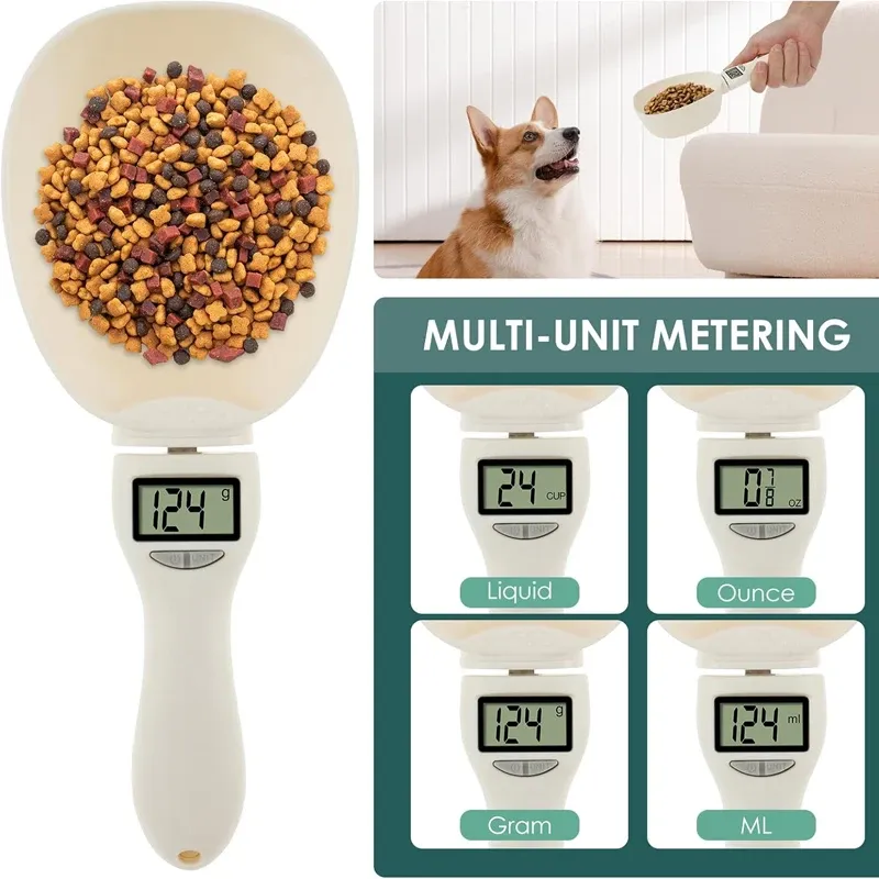 Utilisation de la cuillère doseuse pour la nourriture de chien et de chat