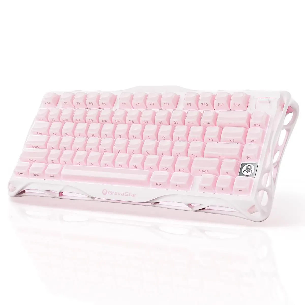 GravaStar Mercury K1 75% clavier mécanique de jeu sans fil rose en alliage d'aluminium, conception Exoskeleton, rétroéclairage RVB 10