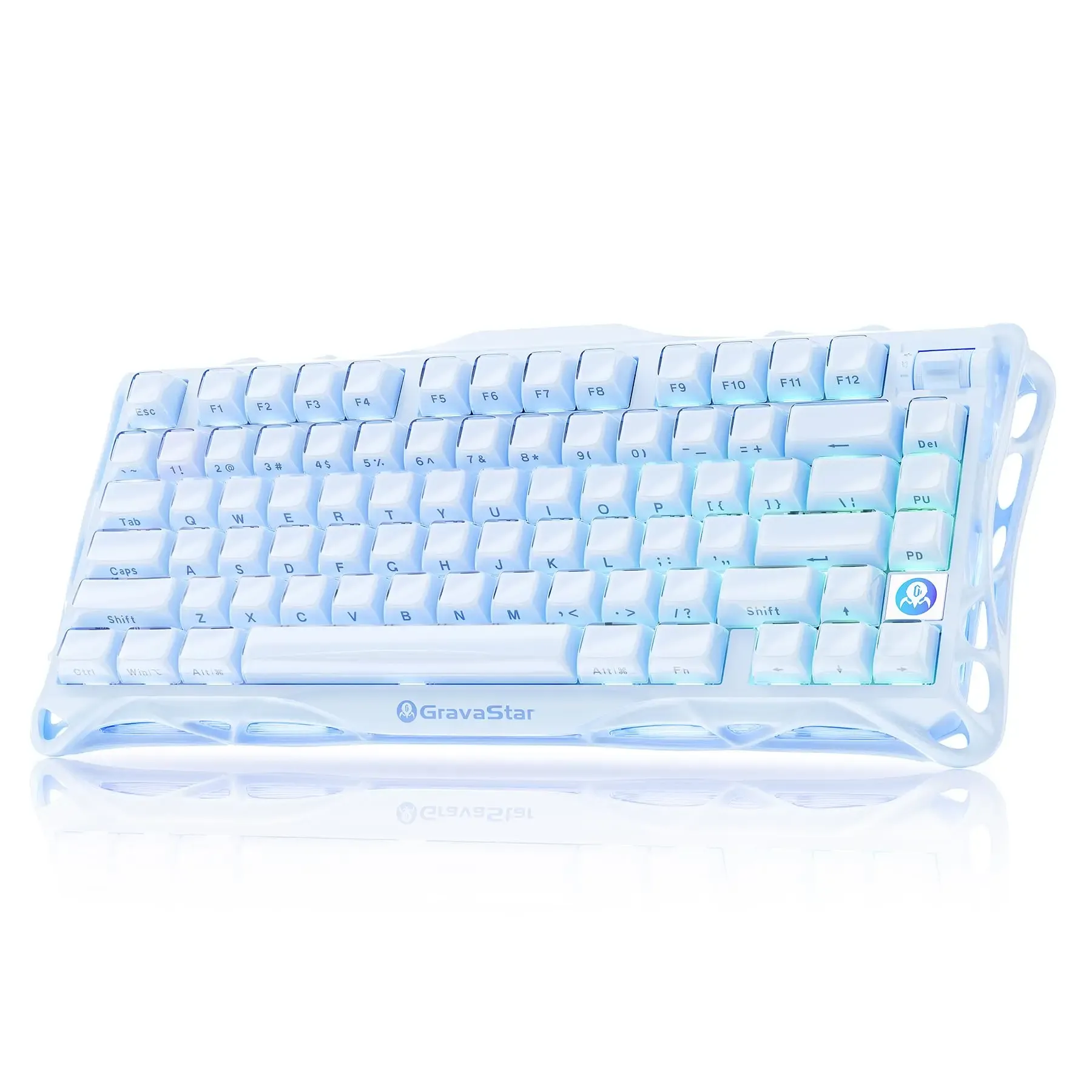 GravaStar Mercury K1 75% clavier mécanique de jeu sans fil rose en alliage d'aluminium, conception Exoskeleton, rétroéclairage RVB 12