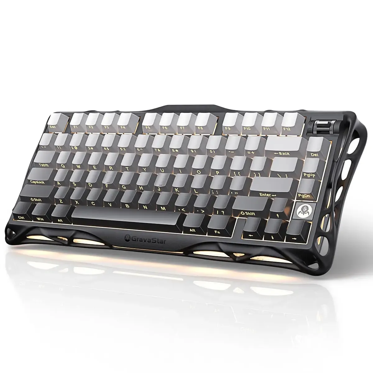 GravaStar Mercury K1 75% clavier mécanique de jeu sans fil rose en alliage d'aluminium, conception Exoskeleton, rétroéclairage RVB 8
