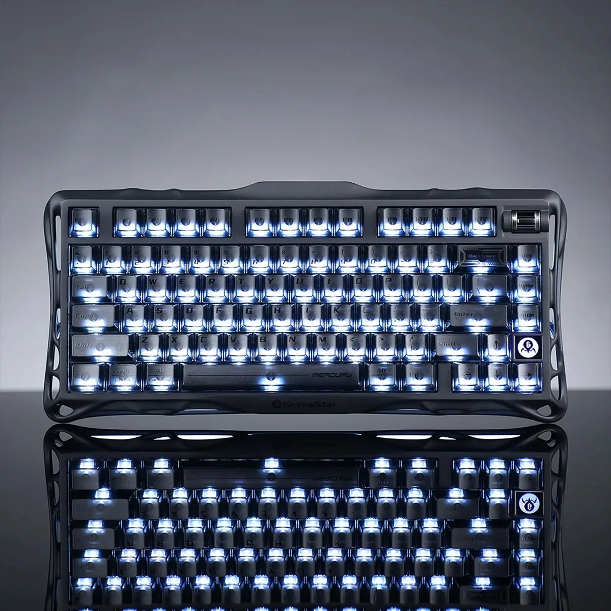 GravaStar Mercury K1 75% clavier mécanique de jeu sans fil rose en alliage d'aluminium, conception Exoskeleton, rétroéclairage RVB 9