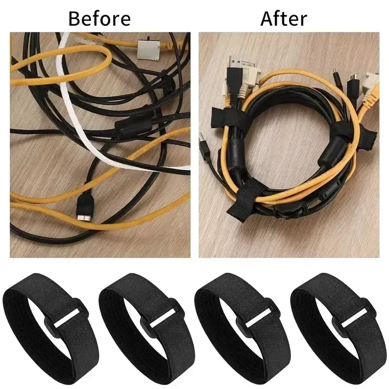 Attaches de câbles réutilisables auto-adhésives à boucles, bande de fixation réglable pour la gestion des câbles 5