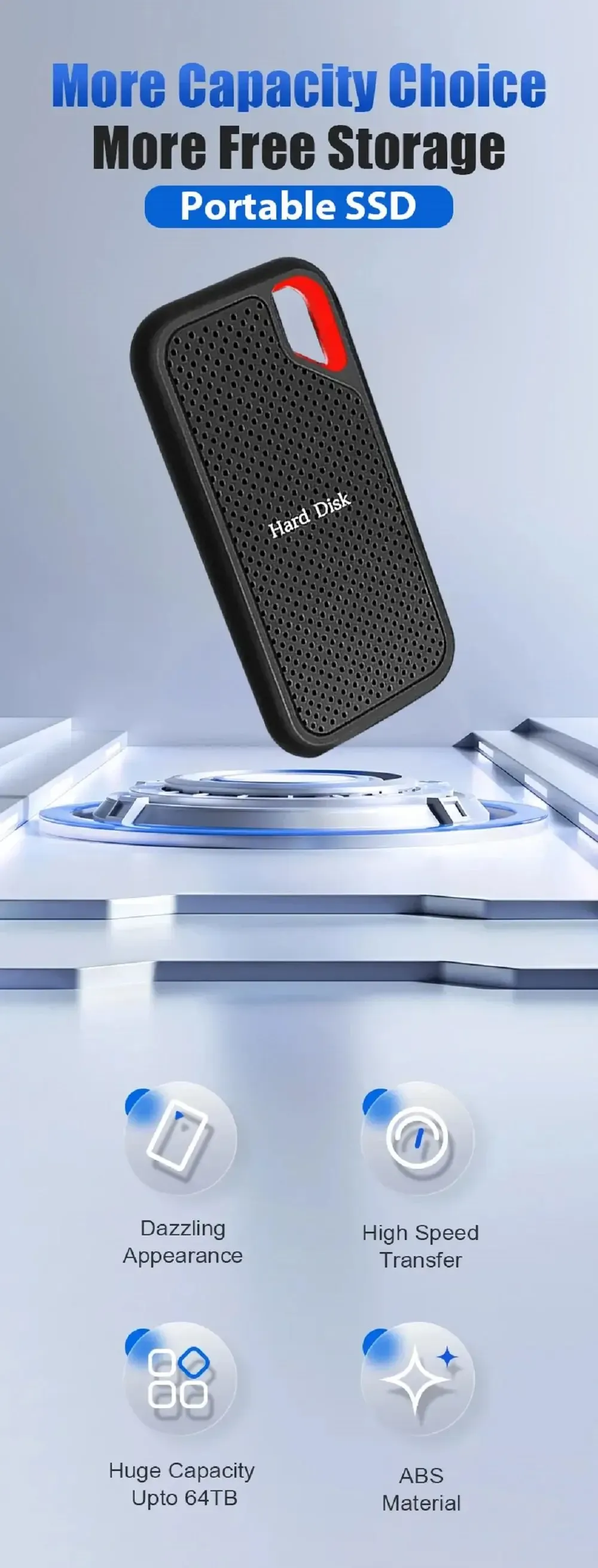 Vue détaillée du disque SSD externe