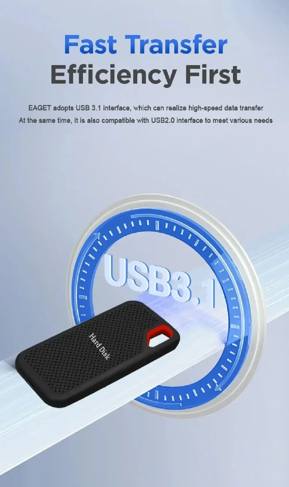 Disque SSD externe sous différents angles