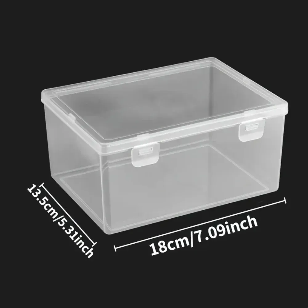 Grande boîte de rangement rectangulaire en plastique transparent, empilable, pour fournitures de bureau 5