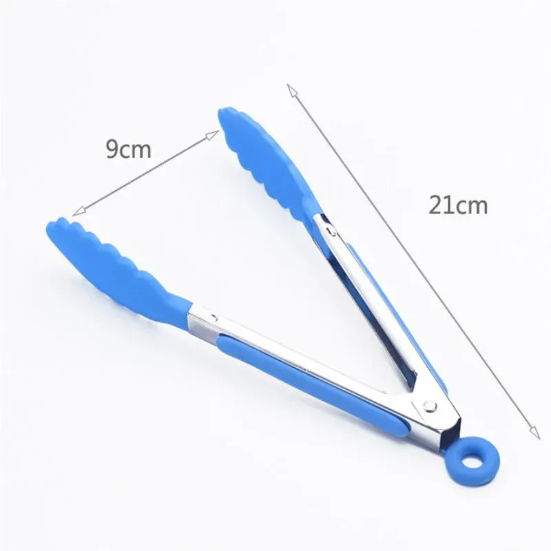 Pince alimentaire en silicone et acier inoxydable antidérapante, pince de cuisson pour barbecue et salades 6