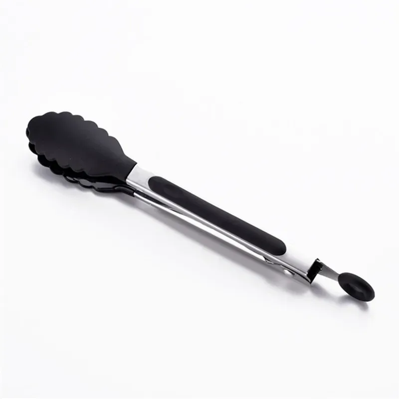 Pince alimentaire en silicone et acier inoxydable antidérapante, pince de cuisson pour barbecue et salades 11